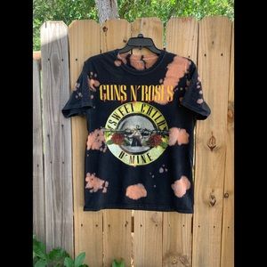 Retro Guns N Roses bleached dye tee size Large.